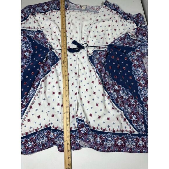 Eye Shadow Women's Wrap Cover-up Shawl Side Tassle Ties Bohemian Beachy Size XL - Picture 8 of 14